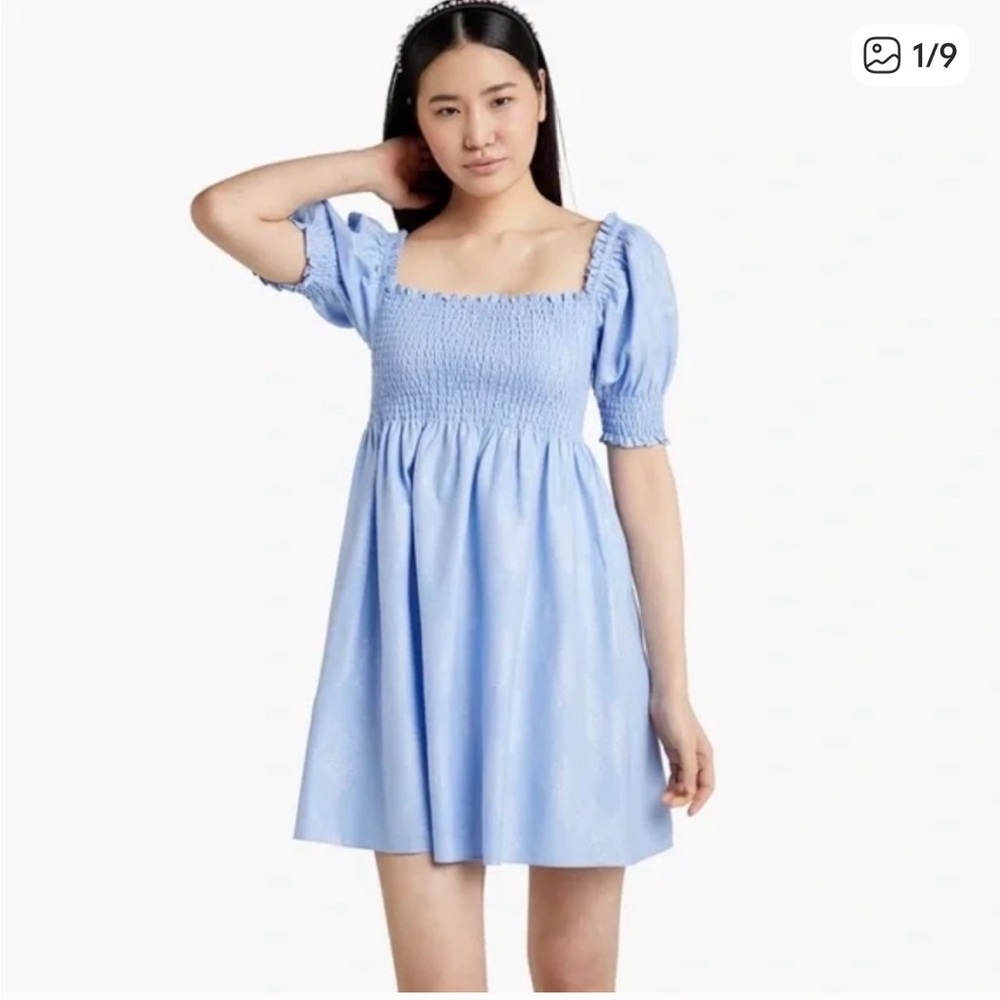Hill House Light Blue Glitter Check Athena Nap Dress